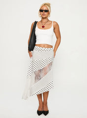 Rennar Maxi Skirt White Polka Dot