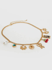 Cherry Dreams Charm Necklace Gold