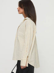 Mallin Shirt Cream Brown Stripe