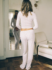 Sleepytea Pointelle Sleep Pant White Red