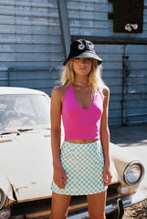 Selby Mini Skirt Green Floral Check