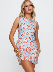 Earlie Mini Dress Blue Red