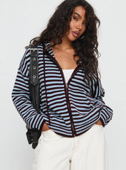 Brienna Zip Jacket Burgundy Blue Stripe
