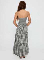 Avaleine Tiered Maxi Dress Black White Check