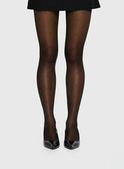 Avelaine Sheer Polka Tights Black