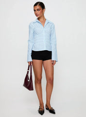 Liesel Shirred Long Sleeve Top Stripe