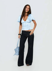 Sun Will Rise Tie Detail Top Blue