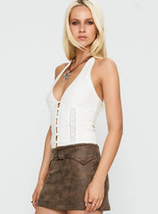 Vayda Halter Top White