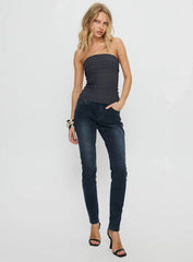 Illyssa Mid Rise Skinny Jeans Washed Charcoal