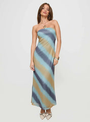 Celik Strapless Maxi Dress Blue Brown