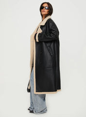 Day n Night Longline Shearling Coat Black
