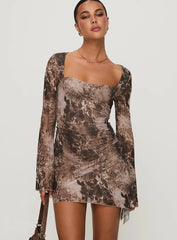 Suareza Long Sleeve Mini Dress Leopard