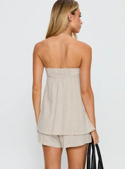 Jetsetter Strapless Playsuit Beige Stripe