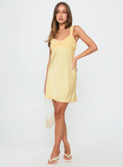 Star Gazer Ruched Mini Dress Yellow