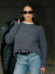 Abrams Rib Knit Crew Sweater Charcoal Marle