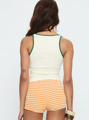 Sardina Contrast Trim Tank Top Cream Green