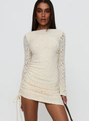 Que Sera Long Sleeve Mini Dress Cream