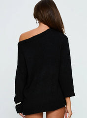 Esenia Eyelet Detail Knit Sweater Black Silver