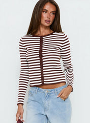 Elcie Button Up Cardigan Brown Stripe