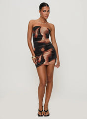 Kalena Mini Dress Brown Multi