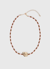 Danyel Beaded Necklace Pink Brown