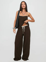 Nolei Contrast Pants Set Chocolate White