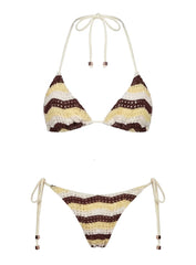 Passiona Sequin Tie Side Bikini Bottom Butter Chocolate