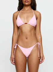 Glora Tie Side Beaded Bikini Bottom Pink