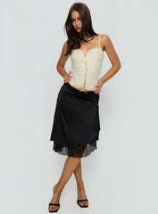 Rosemead Satin Midi Skirt Black
