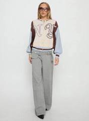 Brandyce Graphic Knit Jacket Blue Chocolate