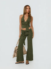 Esata Tie Detail Pants Green Stripe