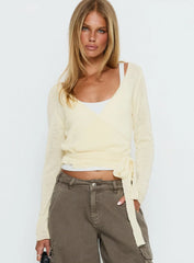 Tonee Sheer Wrap Knit Cardigan Butter Cream