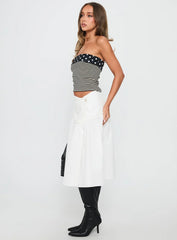 Jonsie Tiered Frill Midi Skirt White