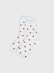 Sweet Heart Socks White Red