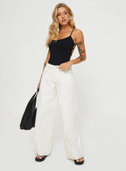Naylor Mid Rise Wide Leg Jeans Cream Petite