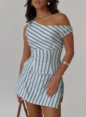 Gulliver Tie Side Mini Skort Blue Maroon Stripe