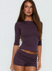 Daily Define Boatneck 3 4 Sleeve Top Aubergine
