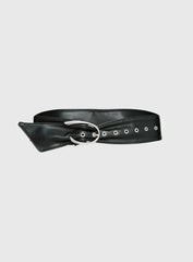 Sirena Faux Leather Belt Black Silver