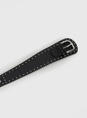 Main Thing Faux Leather Studded Belt Black Silver
