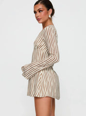 The Good Life Mini Dress Brown White Stripe
