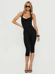 Emmott 3 4 Halter Jumpsuit Black