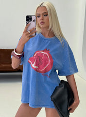Linsay Oversized Graphic Tee Blue Pomegranate