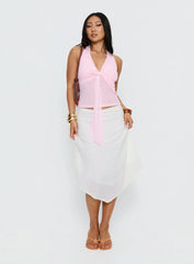 Adrea Asymmetrical Midi Skirt White