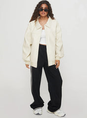 Goldsmith Faux Leather Bomber Jacket Cream