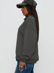 Back Around Collared Fleece Jumper Slate