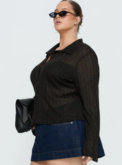 When You Sleep Long Sleeve Top Black Curve