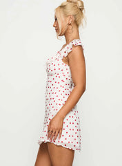 I Guess So Mini Dress White Burgundy