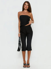 Isalyn Tailored Capri Pants Black Pinstripe