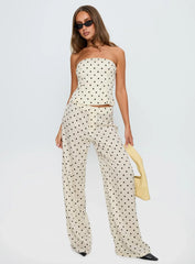 Powdered Sugar Strapless Set Cream Polka