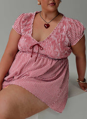 Wescott Gingham Playsuit Red White Curve